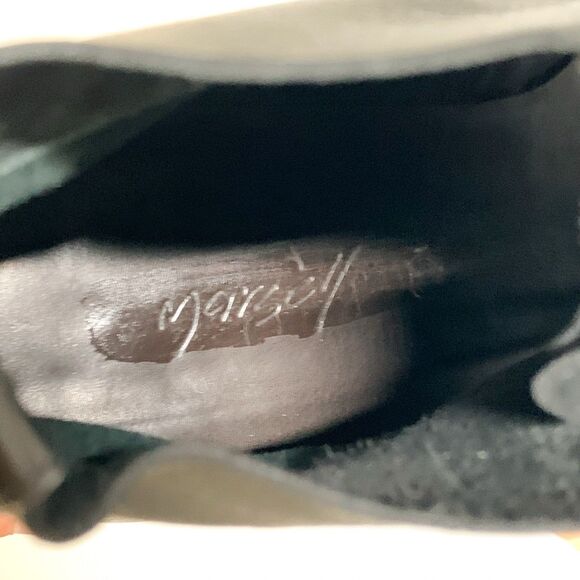 Marsell Peep Toe Booties Lace Up 38.5 US 8.5 Black Leather Block Heel - Picture 7 of 8